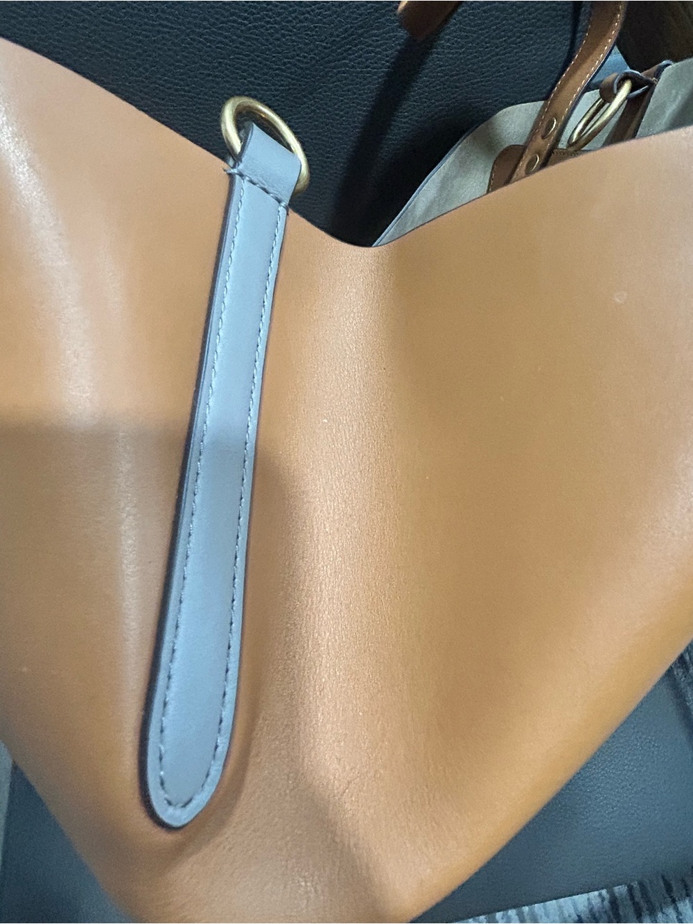 Tory Burch Leather Tote Camel/Cognac with Suede Inner Lining - Picture 10 of 12